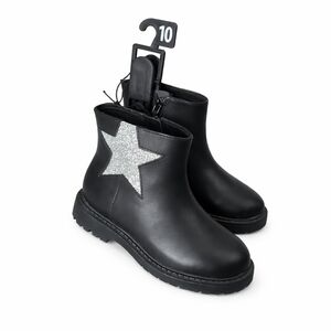 Black Boots with Silver Star Accent